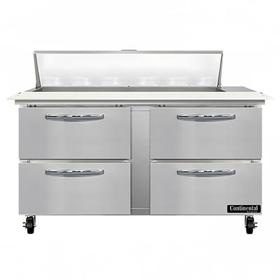 Continental SW60N12C-D 60" Sandwich/Salad Prep Table w/ Refrigerated Base, 115v, Stainless Steel