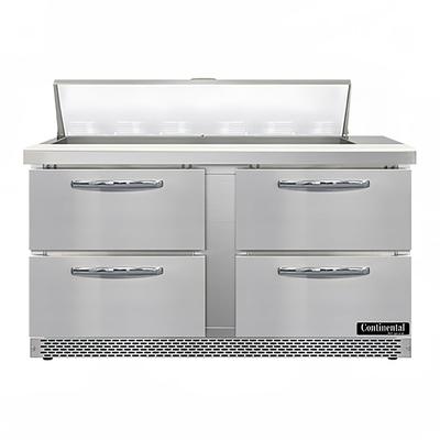 Continental SW60N12-FB-D 60" Sandwich/Salad Prep Table w/ Refrigerated Base, 115v, Stainless Steel