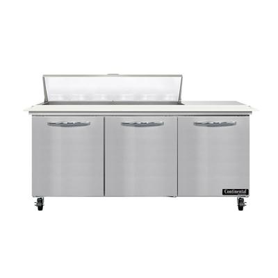 Continental SW72N12C 72" Sandwich/Salad Prep Table w/ Refrigerated Base, 115v, Stainless Steel