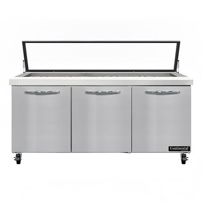 Continental SW72N30M-HGL 72" Sandwich/Salad Prep Table w/ Refrigerated Base, 115v, Stainless Steel