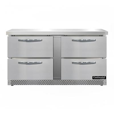 Continental SWF60N-FB-D 60" W Worktop Freezer w/ (2) Sections & (4) Drawers, 115v, Silver