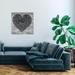 Bungalow Rose Fashion & Glam Grey on Grey Feather Heart Modern Black Canvas Wall Art Print Canvas in Black/Gray | 30 H x 30 W x 0.8 D in | Wayfair