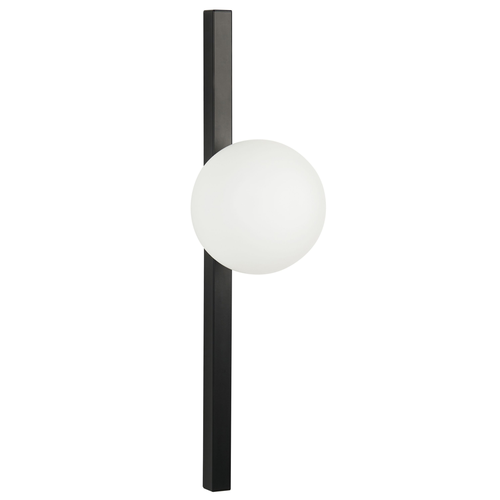 Wandleuchte Schwarz Metall mit Weißem Glasschirm Kugelförmig 1-Flammig Modern Wandbeleuchtung Wohnzimmer Schlafzimmer Flur Diele