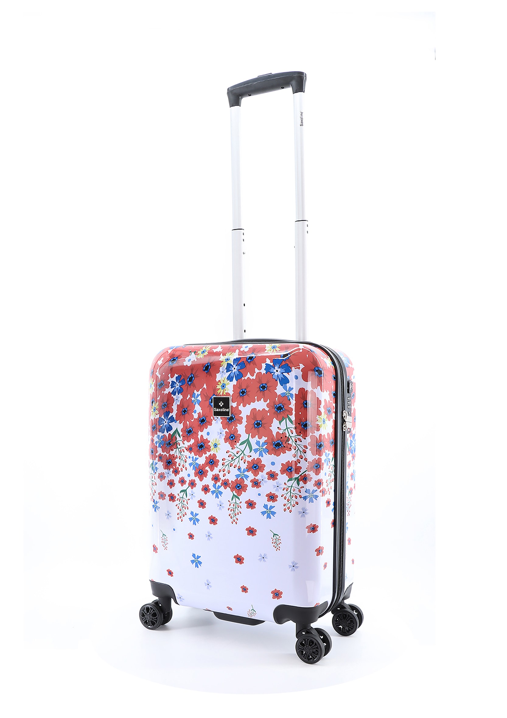 Koffer SAXOLINE "Blessing", Gr. B/H/T: 34 x 55 x 20, weiß (weiß, rot), Polyester, Koffer, mit arretierbarem Aluminium-Trolleysystem Image