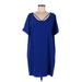 Express Casual Dress - Mini: Blue Solid Dresses - Women's Size Medium