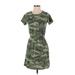 Old Navy Casual Dress - Mini Crew Neck Short sleeves: Green Camo Dresses - Women's Size X-Small