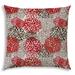 20" X 20" Red Taupe And White Zippered Polyester Floral Throw Pillow Cover