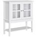 Coffee Bar Cabinet, Sideboard Buffet, Kitchen Cabinet with 2 Glass Doors, Adjustable Inner Shelving and Bottom Shelf, White