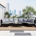 5 Pieces PE Rattan Wicker Sofa Set Outdoor Patio Sectional Furniture Set Half-Moon Sofa Set with Tempered Glass Table