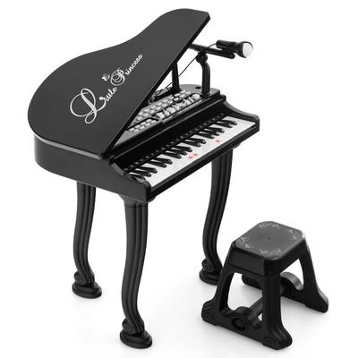 Kids Piano Keyboard Toy Musical Instrument w/ Stool & Microphone