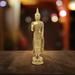 ICE ARMOR 12"H Gold Thai Buddha Standing on Lotus Base Figurine