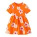 EHQJNJ Baby Girl 9-12 Months Toddler Girl s Flower Print Ruffle Trim Round Neck Flared A Line Ruffled Dress A Printed Toddler Shirt 5T