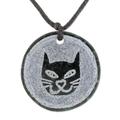 Nahual Cat,'Cat-Themed Jade Medallion Pendant Necklace from Guatemala'