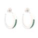 'Sterling Silver Half-Hoop Earrings with Inlaid Amazonite Gem'