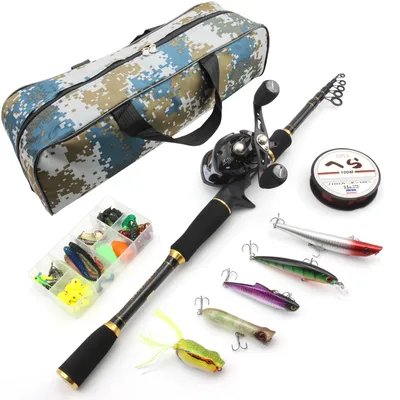 1.8M-2.7M Fishing rod with reel and bag lure Casting Rod Reels Set carbon  lure fishing pole telescopic Trout rod Reel Combos - Shopping.com