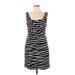 Express Casual Dress - Mini Square Sleeveless: Black Zebra Print Dresses - Women's Size 12