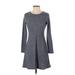 Gap Casual Dress - Mini Crew Neck Long sleeves: Gray Dresses - Women's Size X-Small