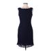 Adrianna Papell Cocktail Dress - Sheath Boatneck Sleeveless: Blue Solid Dresses - Women's Size 8