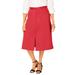 Plus Size Women's Stretch Cotton Chino Utility Skirt by Jessica London in Bright Red (Size 14 W)