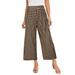 Plus Size Women's Stretch Knit Wide Leg Crop Pant by The London Collection in Black Khaki Houndstooth (Size 26/28) Pants