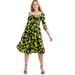 Plus Size Women's Sweetheart Swing Dress by June+Vie in Navy Silhouette Floral (Size 22/24)