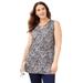 Plus Size Women's Crisscross Timeless Tunic Tank by Catherines in Black Foliage Paisley (Size 4X)