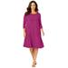 Plus Size Women's Three-Quarter Sleeve T-shirt Dress by Jessica London in Raspberry (Size 20 W)