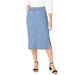 Plus Size Women's Comfort Waist Stretch Denim Midi Skirt by Jessica London in White Animal (Size 12) Elastic Waist Stretch Denim