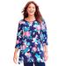 Plus Size Women's Seasonless Swing Tunic by Catherines in Navy Watercolor Floral (Size 3X)