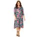 Plus Size Women's Strawbridge Fit & Flare Dress by Catherines in Black Multi Floral (Size 5X)