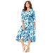 Plus Size Women's Easy Faux Wrap Dress by Catherines in Navy Floral Burst (Size 3XWP)