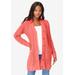 Plus Size Women's Open-Front Thermal Cardigan by Roamans in Sunset Coral (Size 12)