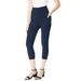 Plus Size Women's Side-Pocket Essential Capri Legging by Roaman's in Navy (Size 34/36)