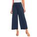Plus Size Women's Stretch Knit Wide Leg Crop Pant by The London Collection in Navy (Size 12) Pants