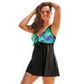 Plus Size Women's Tie Front V-Neck Swimdress by Swimsuits For All in Palmtastic Green (Size 14)