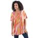 Plus Size Women's Crewneck Ultimate Tee by Roaman's in Warm Textured Stripe (Size M) Shirt