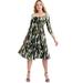 Plus Size Women's Sweetheart Swing Dress by June+Vie in Olive Geo Texture (Size 22/24)