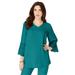 Plus Size Women's Eyelet Georgette Tunic by Roaman's in Tropical Teal (Size 28 W)