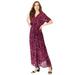 Plus Size Women's Wrap Maxi Dress by Roaman's in Black Tie Dye Texture (Size 18/20)