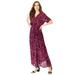 Plus Size Women's Wrap Maxi Dress by Roaman's in Black Tie Dye Texture (Size 42/44)