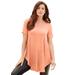 Plus Size Women's Swing Ultra Femme Tunic by Roaman's in Orange Melon (Size 26/28) Short Sleeve V-Neck Shirt