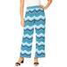 Plus Size Women's Everyday Stretch Knit Wide Leg Pant by Jessica London in Ocean Brushstroke Chevron (Size 30/32) Soft Lightweight Wide-Leg