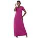 Plus Size Women's Stretch Cotton T-Shirt Maxi Dress by Jessica London in Raspberry (Size 14)