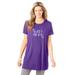 Plus Size Women's Soft PJ Tunic Tee by Dreams & Co. in Plum Burst Sweet Dreams (Size 38/40)