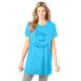 Plus Size Women's Soft PJ Tunic Tee by Dreams & Co. in Paradise Blue Rise (Size 30/32)