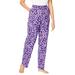 Plus Size Women's Knit Sleep Pant by Dreams & Co. in Plum Burst Daisy Butterfly (Size L) Pajama Bottoms
