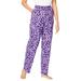 Plus Size Women's Knit Sleep Pant by Dreams & Co. in Plum Burst Daisy Butterfly (Size 1X) Pajama Bottoms