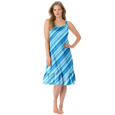 Plus Size Women's Sleeveless Knit Chemise Sleepshirt by Dreams & Co. in Paradise Blue Multi Stripe (Size 3X)