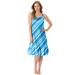 Plus Size Women's Sleeveless Knit Chemise Sleepshirt by Dreams & Co. in Paradise Blue Multi Stripe (Size 3X)