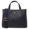 Henkeltasche TOMMY HILFIGER "TH ESSENTIAL SC SATCHEL CORP" Gr. B/H/T: 29 cm x 21,5 cm x 16 cm, blau (space blue) Damen Taschen Handtaschen